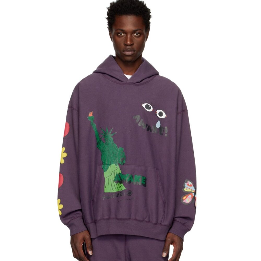 Awake NY Purple Printed New York Hoodie